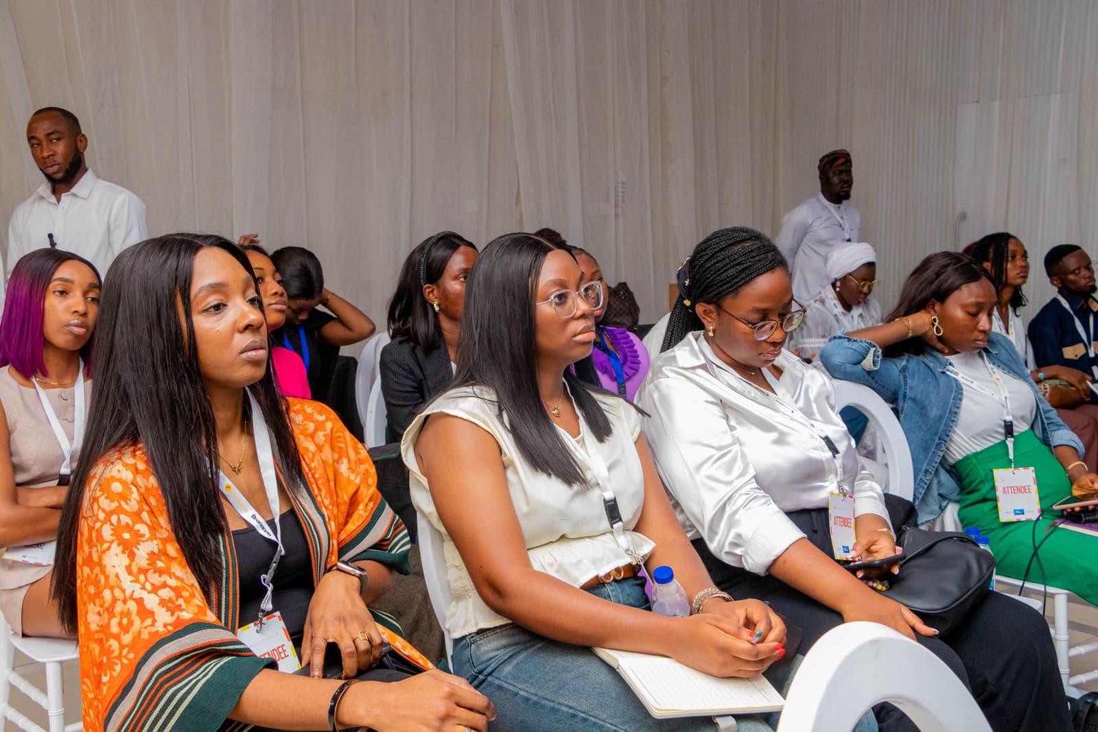 Members listening from the front row