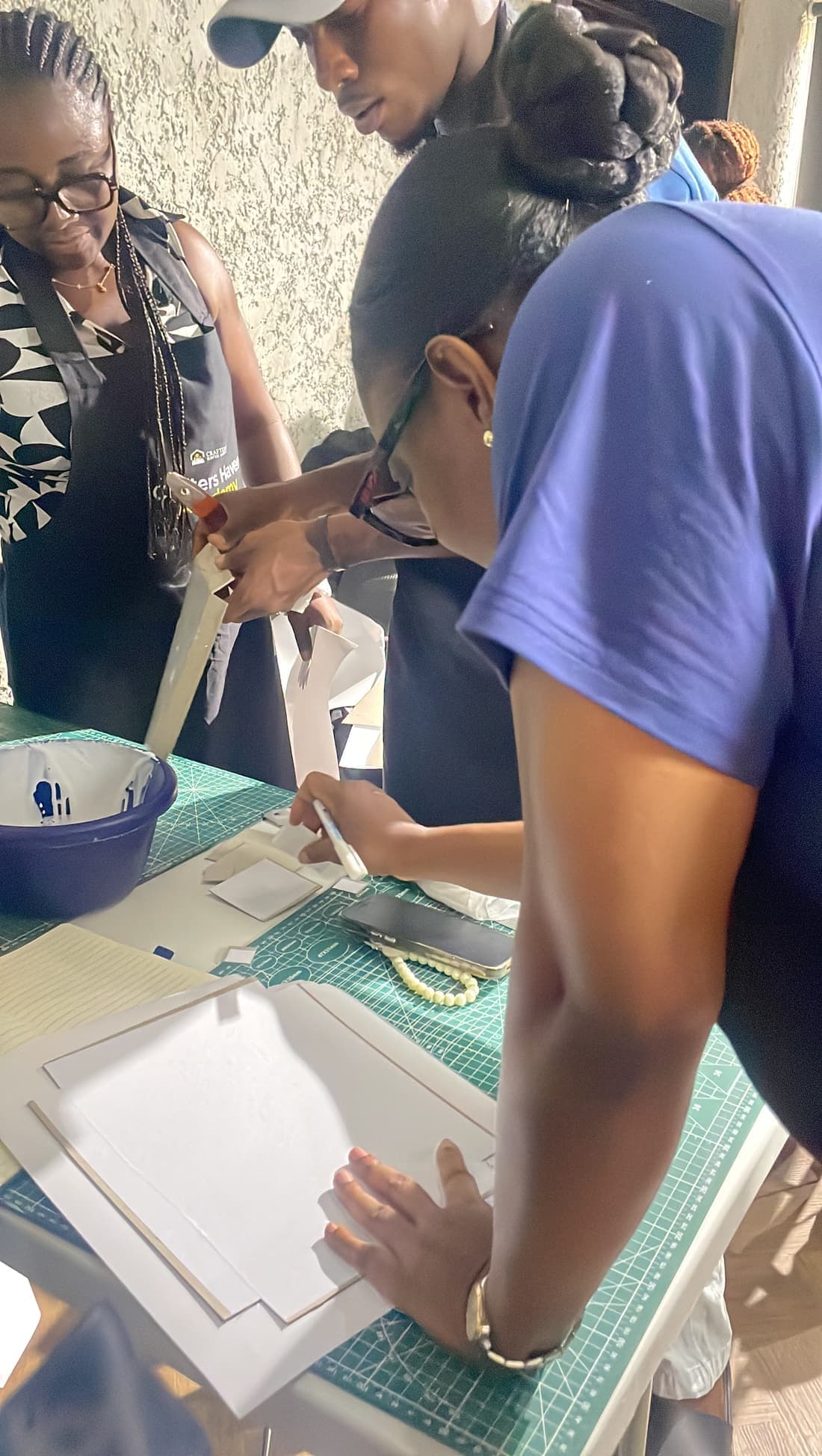 Gluing up a box during the workshop